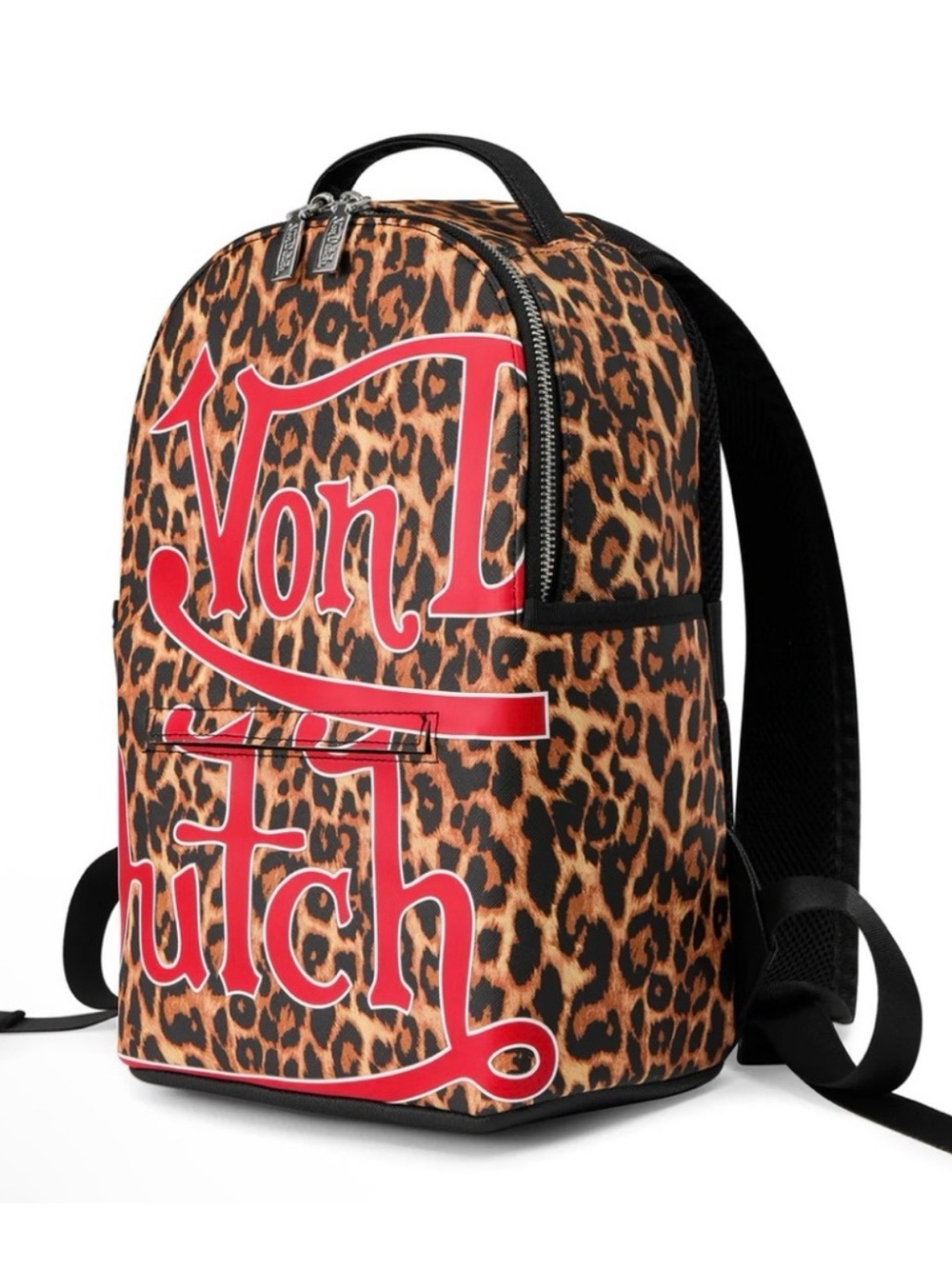 Von Dutch Black Backpack with Red Logo Print
